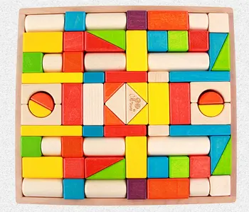 Doprava zadarmo, Deti 28/32/56pcs Buk farebných blokov, tvar kognitívne Stavebné bloky skoro drevené hračky pre deti