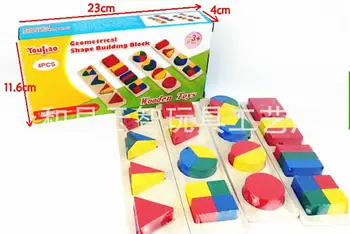 Doprava zadarmo, Deti Drevené Geometrické bloky skladačka Montessori učebných POMÔCOK detí raného vzdelávania stavebné bloky hračky