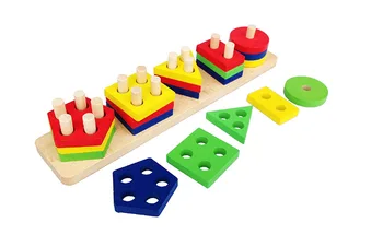 Doprava zadarmo, Deti raného detstva, hračky, drevené montessori POMÔCKY, Bloky, hračky, Detská Geometrickým tvarom zodpovedajúce Montážne bloky
