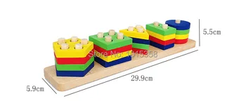 Doprava zadarmo, Deti raného detstva, hračky, drevené montessori POMÔCKY, Bloky, hračky, Detská Geometrickým tvarom zodpovedajúce Montážne bloky