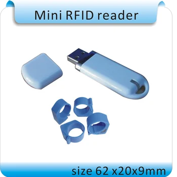 Doprava zadarmo ISO11785/84 U-disky štýl 125-134.2 KHZ FDX-B zvierat riadenia štítok Reader, Zvierat RFID tagy reader+2ks značky