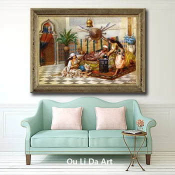 Doprava zadarmo klasické Arabských šľachtický palác život scenérie olej maľovanie na plátno, tlač na plátno na stenu umeleckou výzdobou obrázok