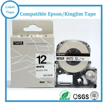 Doprava zadarmo kompatibilné kingjim pásky 12 mm čierna na bielej SS12KW / LC-4WBN / LC-4WBN9 označenie páskou pre LW300 a LW400