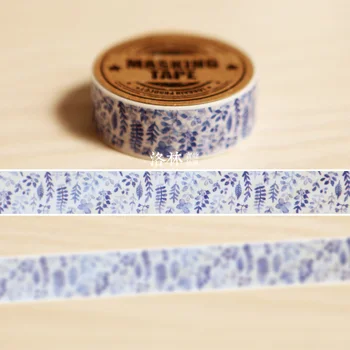 Doprava zadarmo maskovacia páska Self-restraint papierové pásky urob si sám modrá rastlín balenie označovanie denník dekor maskovacia páska