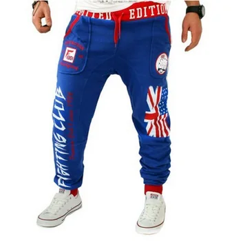 Doprava zadarmo mužov bežné nohavice výbuchu modely Britskou vlajkou tlač loga, dizajn päsť nohavice