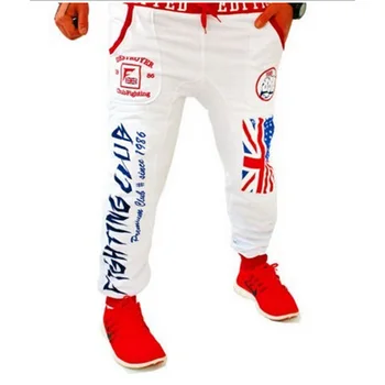 Doprava zadarmo mužov bežné nohavice výbuchu modely Britskou vlajkou tlač loga, dizajn päsť nohavice