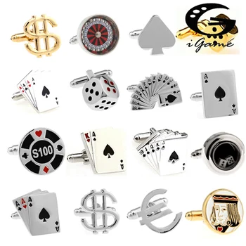 Doprava zadarmo Mužov manžetové Gamble Casino Série Kocky, Ruleta, Poker Jeton Dizajn a Módne manžetové gombíky, Veľkoobchod a maloobchod