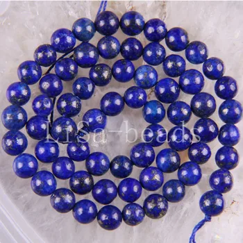 Doprava zadarmo Módne Šperky A++6 MM Skutočné Lapis Lazuli Kolo Voľné Korálky Strand15.5