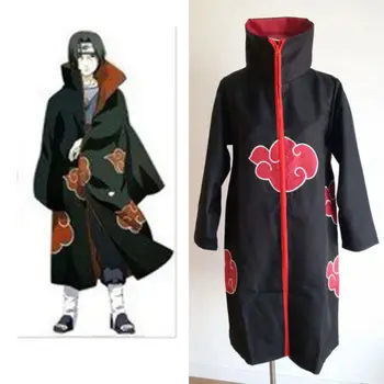 Doprava zadarmo Naruto kostýmy Uchiha Sasuke Akatsuki Plášť S Klobúk Mužov a Ženy Cosplay Kostým