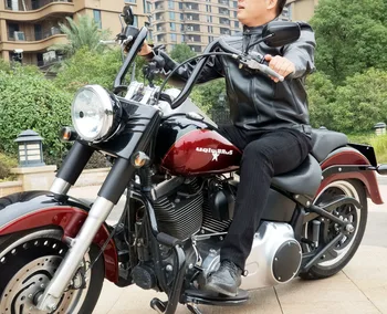 Doprava zadarmo Nové Cool HOT PU mandarin golier pánske Black Pevné Kožené Motocykel Biker Jacket. Veľkosti S Až XXL