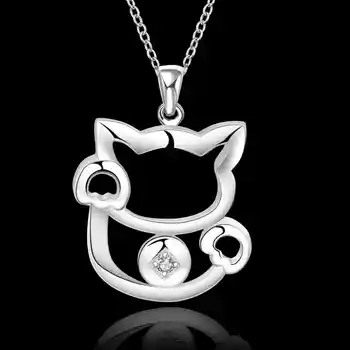 Doprava zadarmo Nový strieborné pozlátené módne náhrdelníky pre ženy mačka roztomilý collier plastron čaro