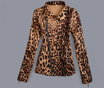 Doprava zadarmo ostrihané ženy coats leopard tlač vintage dizajn rock metal hippie bundy dámske plus veľkosť roupas vysokej módy