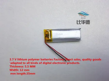 (doprava zadarmo)Polymer lithium ion batéria, 3,7 V 180MAH 551235 môže byť prispôsobený veľkoobchod CE, FCC, ROHS MKBÚ certifikácie kvality
