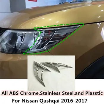 Doprava zadarmo Pre Nissan Qashqai 2016 2017 Auto Kryt ABS Chrome Hlavy Predné svetlo obočie lampa výbava Stráže Rám 2ks/set
