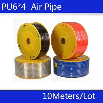 Doprava zadarmo PU Rúry 6*4 mm pre air & vode 10M/veľa Pneumatické časti pneumatické hadice ID 4 mm vonkajší priemer 6 mm