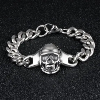 Doprava zadarmo Punk rock šperky mužov náramok náramok z Nerezovej ocele Muž punk motocykel kostra titánové ocele náramok