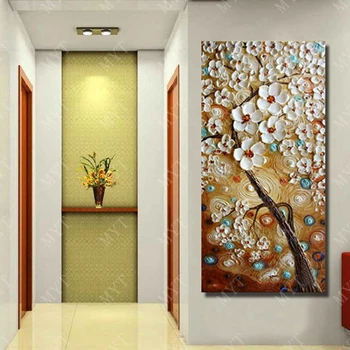 Doprava zadarmo Ručne Maľované Abstraktné Biely Kvet, Strom, olejomaľba Domova Moderné Plátna obrazov na Stenu nie Zarámované