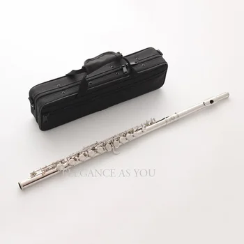 Doprava zadarmo strieborné pozlátené cupronickel kľúč značky 16 otvor tón C flauta profesionálny výkon C flauta prípade uzavretá-otvor flauta