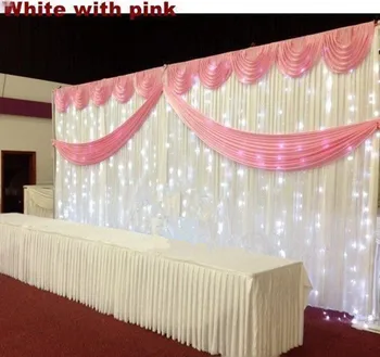 Doprava zadarmo Svadobné Pozadie Biele Záclony Swag Satin strany backgroundd prikryť opony svadobné dekorácie 10ftX20ft(3X6m)