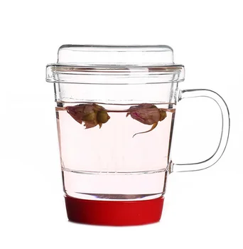 Doprava zadarmo tri kusy s infuser a rukoväť sklenený pohár, kvet čaj sklenené poháre