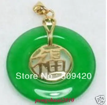 Doprava zadarmo Veľkoobchod>>>5 KS Nové nové Zeleného kameňa Vytesané Čínske Znaky Unisex Šťastie Prívesok Náhrdelníky