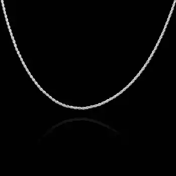 Doprava zadarmo Veľkoobchod módne šperky strieborné pozlátené náhrdelník 2 MM 16-24 inch Stočené Lano collares mujer mužov šperky SMTN226
