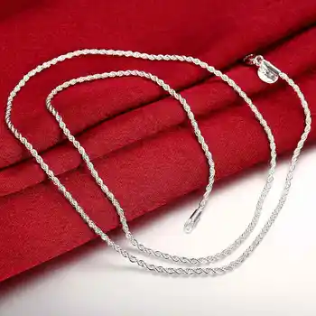 Doprava zadarmo Veľkoobchod módne šperky strieborné pozlátené náhrdelník 2 MM 16-24 inch Stočené Lano collares mujer mužov šperky SMTN226
