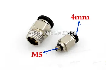 Doprava zadarmo VYSOKO KVALITNÉ 30pcs 4 mm, aby M5 Pneumatické Konektory samec rovno one-touch príslušenstvo BSPT PC4-M5