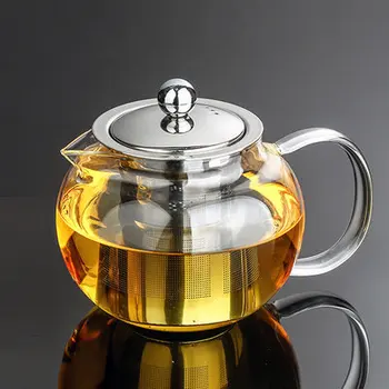 Doprava zadarmo Vysoko Kvalitné 650 ml, Nerezová Oceľ Sklo kolo Moderná Kanvica Bylinné Vymeniteľné Čaj infuser sklo kvet čaj nastaviť