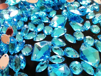 Doprava zadarmo zmiešanej nakládky tvar sky blue kamienkami šiť na crystal flatback voľné korálky 300pcs/veľa
