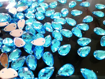 Doprava zadarmo Šiť na Drahokamu svetlo modrá farba, 8*13mm kvapka vody tvar kryštálu kamienkami Diamant, Drahokam 300pcs/veľa