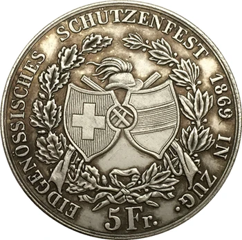 DOPRAVA ZADARMO Švajčiarsko 5 Franken Streľba Festival 1869 mince kópia