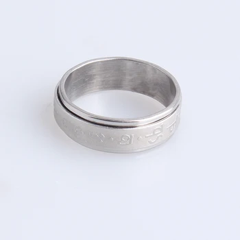 Doprava zdarma 7mm spinner Sanskrte Šesť slov 316L Nerezovej Ocele prst prstene pre ženy, mužov, veľkoobchod