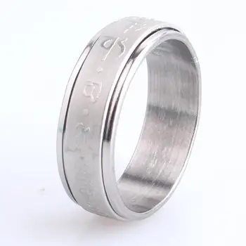 Doprava zdarma 7mm spinner Sanskrte Šesť slov 316L Nerezovej Ocele prst prstene pre ženy, mužov, veľkoobchod