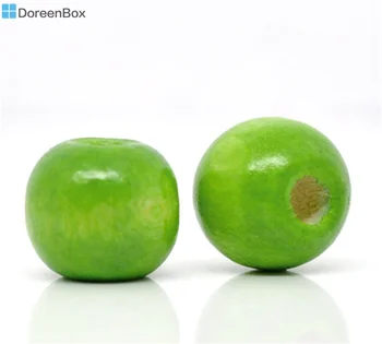Doreen Box hot - 200 Zelená Farbené Kolo Drevené Dištančné Korálky 10x9mm (B13663)