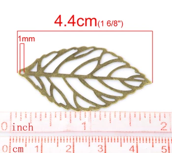 Doreen Box Krásne 100ks Antické Bronzové Leaf Razenie Zdobením Zistenia 4.4x2.6typ(1 6/8