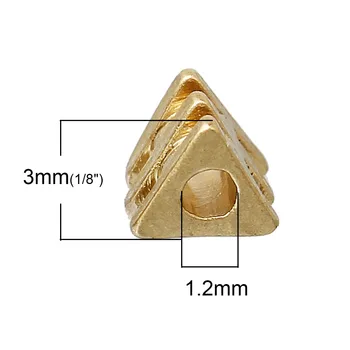 Doreen Box Medi Dištančné Korálky Trojuholník Mosadz Prázdne Asi 3,5 mm(1/8