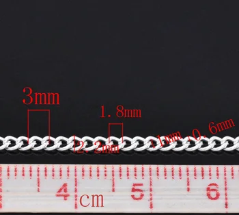 DoreenBeads 10M strieborná farba Link-Otvorí Obrubník Reťaze 3mm x 2.2 mm (B13656)
