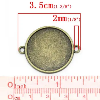 DoreenBeads Maloobchod Konektory Kolo Antické Bronzové Cabochon Nastavenie 3.5x2.8 cm(Fit 25 mm),20PCs