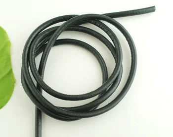 DoreenBeads Čierny Okrúhly Reálnom Kožené Šperky Kábel, 5 mm 5M dĺžka (B03444), yiwu