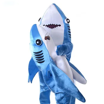 Dospelé Deti Deti Útok Žralok Modrý Kostým Party Maskot Zvierat Kostým Jumpsuit Halloween Maškarný Remienky Muži Ženy