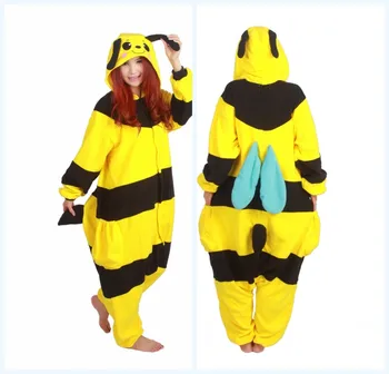Dospelé Ženy, Mužov Bee Nové Kostýmy Cartoon Včiel Medonosných Onesies Cosplay Pyžamo Sleepwear Zimné Pyžamá Anime Show Vianočný Večierok