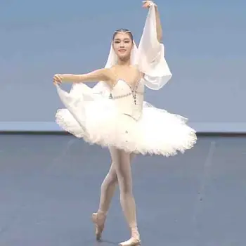 Dospelých White Professional Tutu Ženy Baletu Tanečnej Súťaže Kostým Krasokorčuľovanie Šaty Pre Dievčatá Labutie Jazero Baletné Šaty