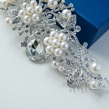 Dovezené zliatiny á crystal pearl svadobné headdress tiara svadobné doplnky do vlasov vlasy, šperky pre nevesty