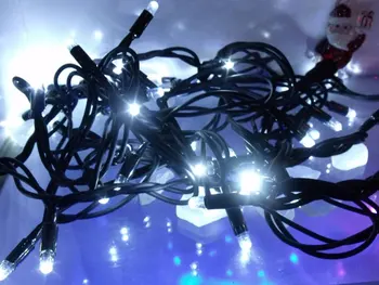 Dovolenka Dekorácie Vianočné Rozšíriteľný Svetlo String Gumy Kábel pre Vonkajšie Použitie 10m 100 Ks LED Teplá Biela