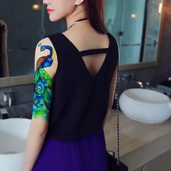 Dočasné arm Tattoo art telo nálepky tetovanie roztomilý páva dizajn 21X15cm Nepremokavé Nálepky falošné tetovanie make-up dievča tetovanie