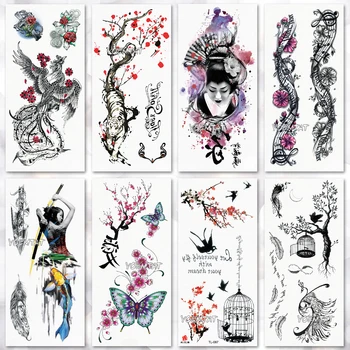 Dočasné Tetovanie Nálepky Nepremokavé Módne Ženy muži Japonský geisha bojovník, samuraj Falošné Body Art Deti, Dospelých Ručné Tetovanie