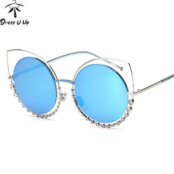 DRESSUUP Nové Luxusné slnečné Okuliare Ženy Značky Dizajnér Cat Eye Diamon Gafas Retro Slnečné Okuliare Oculos Lentes De Sol Mujer