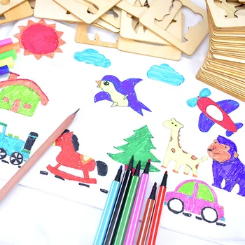 Drevené maľovanie graffiti nástroj, Hračky pre Deti Montessori Hračky Puzzle Kocky Vzdelávacie Kreslenie, Maľovanie, pre Deti Hračky pre deti