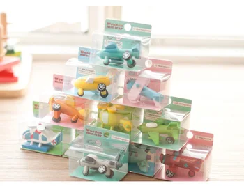 Drevený pohyblivý malé lietadlá, hračky pre deti plavidlá, dekorácie dvanásť kus kombinácia roviny model drevená hračka pack 12pcs